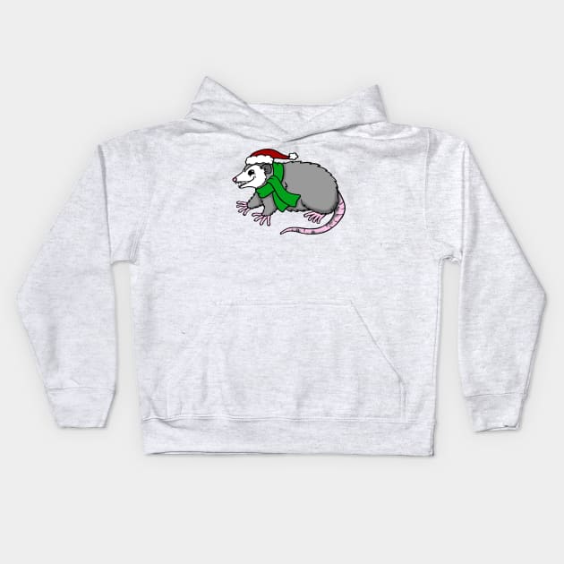 Christmas Opossum Kids Hoodie by HonuHoney